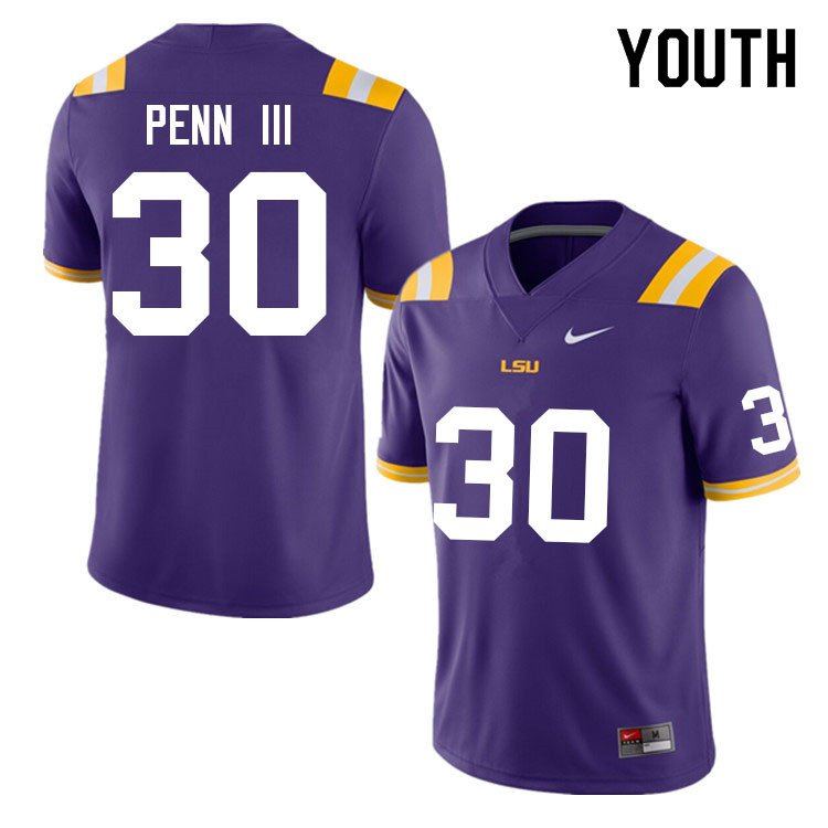 Youth #30 Greg Penn III LSU Tigers College Football Jerseys Sale-Purple